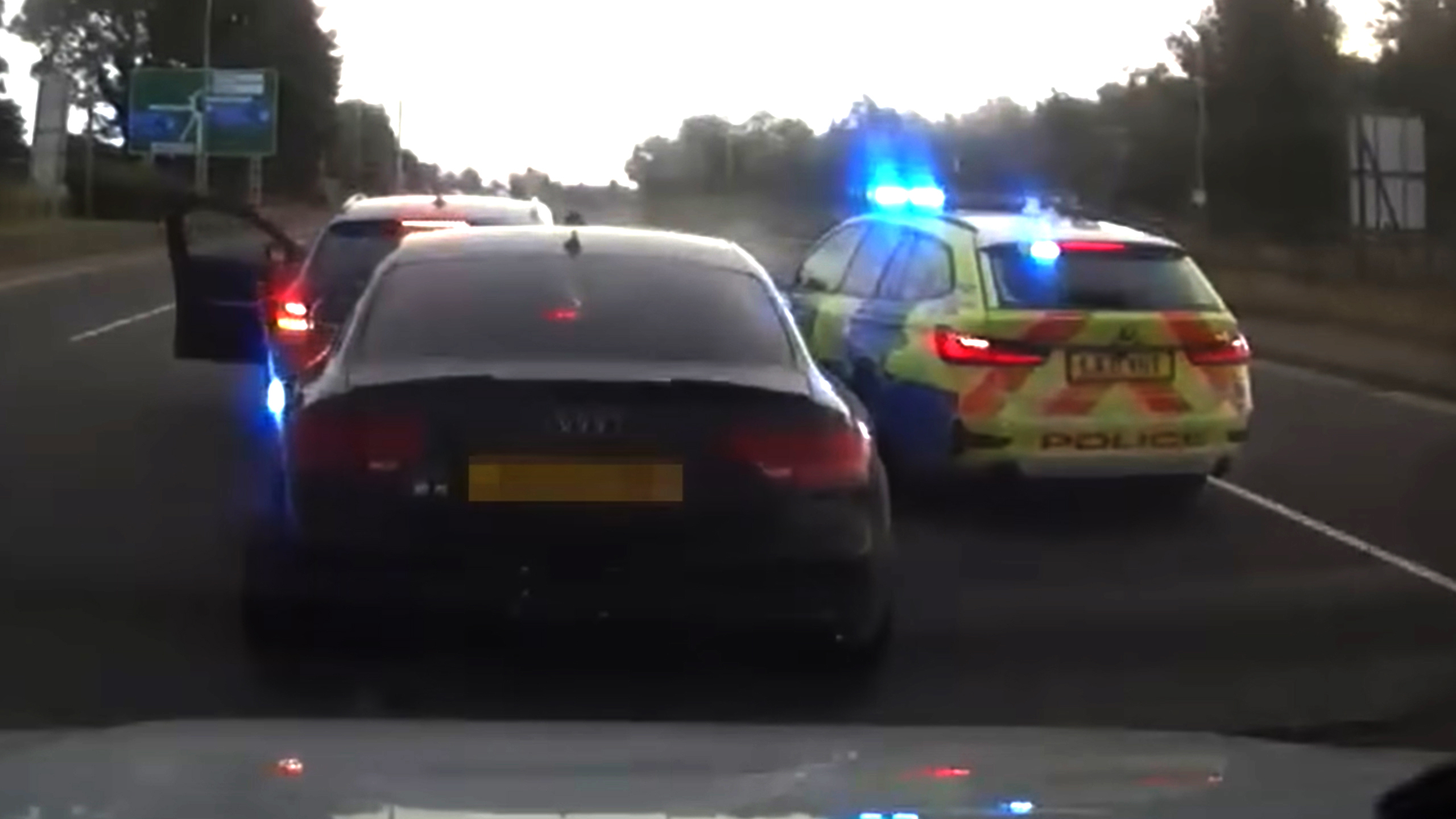 Stolen Audi S5 Boxed In After 140 MPH UK Police Chase